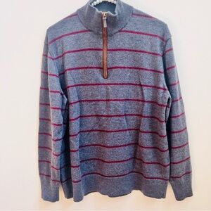 UNTUCKit Belguardo Stripe Gray Quarter Zip Pullover Sweater